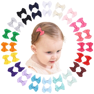 20 pairs of colorful grosgrain ribbon bow hair clips for toddlers and young girls