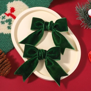 Handmade Velvet Bow Hair Clips For Girls Flocking Bowknot Alligator Clip Christmas Party Hair Accessories For Kids
