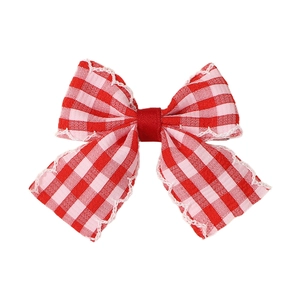 Barrettes à cheveux à carreaux roses et rouges avec bords en dentelle pour fillettes