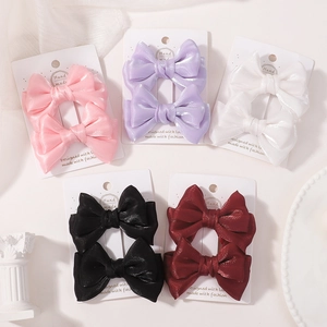 Barrettes à Cheveux Nœud en Satin pour Filles Style Académie Couleur Unie Ensemble de Barrettes Enfants Lolita Accessoires Cheveux