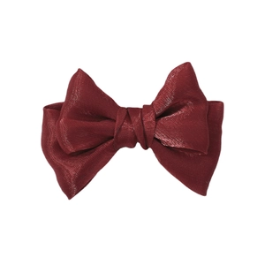 Pince à cheveux nœud bordeaux brillant pour filles, accessoire de style collège chic