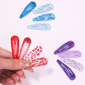 Cute colorful metal flower and cherry snap hair clips set for girls and women