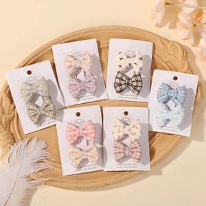 Lot de 12 barrettes à cheveux fleurs en coton faites main pour filles sur cartes