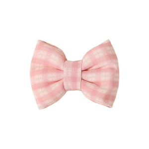 Barrette à cheveux à carreaux rose et blanc pour filles avec texture en tissu
