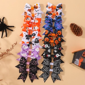 Lot de 20 nœuds papillon Halloween pour cheveux avec motifs citrouille et chauve-souris