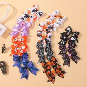 Lot de barrettes nœuds Halloween avec motifs citrouilles et fantômes pour enfants