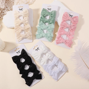 Handmade Kids Bow Hair Clips Set Lace Ribbed Fabric Floral Hairpins For Toddler Baby Girls Cute Hair Accessories Christmas Gift