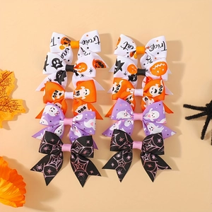 Barrettes Nœuds Cheveux Halloween Enfants Motif Chauve-Souris Citrouille Ruban Gros-Grain Épingles à Cheveux Fête Filles