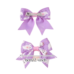 Barrettes à cheveux Halloween violettes avec fantômes et pinces crocodile pour filles