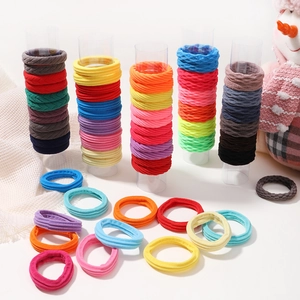 Kids Hair Ties High Elastic Seamless Nylon Hair Ropes Ribbed Texture Ponytail Holders Colorful Hair Bands For Girls Daily Use