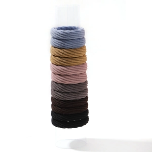 Set of 10 colorful high-elastic ribbed nylon hair ties for women in minimalist style