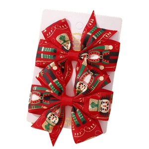 Lot de barrettes à cheveux de Noël avec nœuds Casse-Noisette et bordure dorée festive