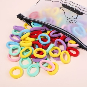 Élastiques à cheveux colorés en nylon pour enfants avec pochette de rangement zippée
