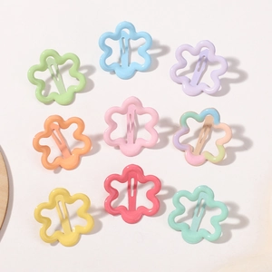 Lot de barrettes à cheveux fleurs en métal pour filles en neuf couleurs mates acidulées