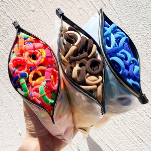 Trois paquets de chouchous en nylon haute élasticité en couleurs variées avec sachets