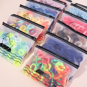 Élastiques à cheveux en nylon colorés haute élasticité en pochette mate zippée