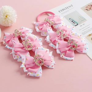 Pince à Cheveux Nœud Chiffre à Paillettes Fait Main Pour Filles Rose Accessoires Cheveux Anniversaire Pour Enfants Bébé Style Bandeau