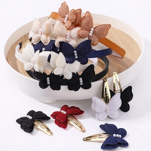 Lot d'accessoires de cheveux papillon pour enfants avec perles coloris macarons