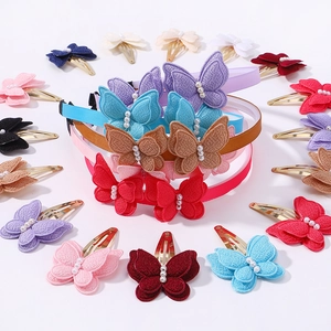 Détails des accessoires cheveux papillon pour enfants avec broderie et perles d'imitation