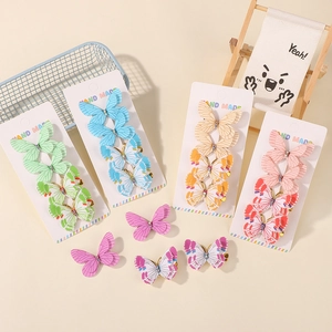 Handgefertigte 3D Schmetterling Haarklammern Für Kinder Kleinkinder Baby Mädchen Spitze Stoff Simulation Schmetterling Haarnadeln Strass Kopfschmuck