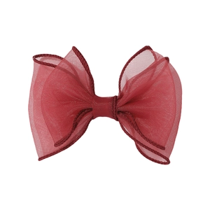 Ensemble de barrettes à cheveux avec nœud en tulle bordeaux et organza pour enfants