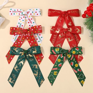 Lot de 6 nœuds papillon de Noël en ruban avec motifs rennes pour filles et enfants