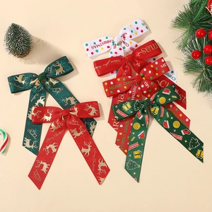 Barrettes à Cheveux Nœud en Ruban Gros-Grain de Noël Renne Imprimé à Pois Épingle à Cheveux pour Enfants Fête Noël