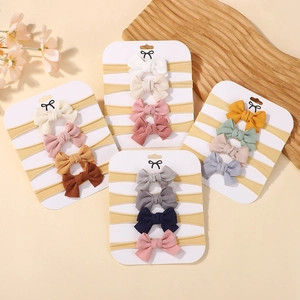 Baby Bow Headbands Chiffon Lace Striped Ribbed Soft Elastic Hair Bands For Toddler Girls Infant Kids Hair Accessories