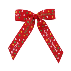 Nœud pour cheveux rouge de Noël avec pois colorés et texte Merry Christmas