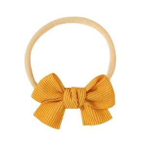 Cute mustard yellow striped bow headband for girls with soft high-elastic nylon band
