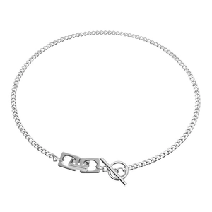 Hip hop titanium steel necklace featuring geometric square links and a stylish OT clasp