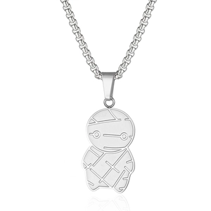 Collier Pendentif Momie en Acier Titane Hip Hop Streetwear Chaîne de Pull pour Hommes Femmes Argent Bijoux Punk