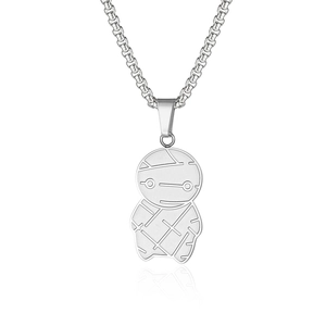 Collier avec pendentif momie en acier titane et chaîne box pour bijoux style hip-hop