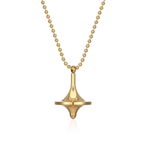 Collana con Pendente Totem Trottola in Acciaio Inossidabile al Titanio per Uomo Donna Hip Hop Catena a Sfere Gioielli