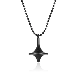 Collana creativa con ciondolo a trottola in acciaio al titanio nero e catena a sfere uomo