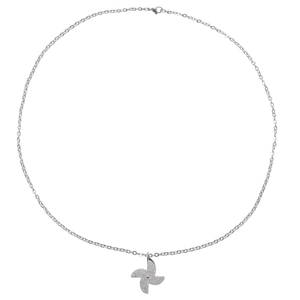Minimalist silver spinning windmill pendant necklace in polished titanium steel for daily wear