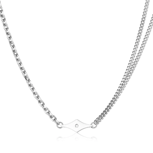 Minimalistische Edelstahl Raute Anhänger Halskette Asymmetrische Spleißkette Geometrische Zirkonia Schmuck Für Damen Herren Streetwear