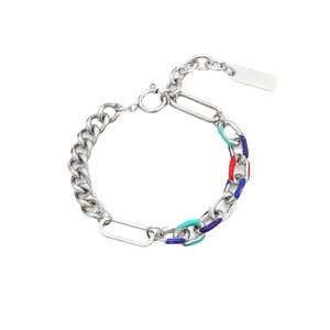Unisex Titanstahl Bunt Emaille Gespleißte Panzerkette Armband Hip Hop Mode Streetwear Schmuck Zubehör