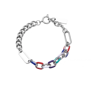 Buntes, spritzlackiertes Gliederkettenarmband aus Titanstahl für Damen und Herren