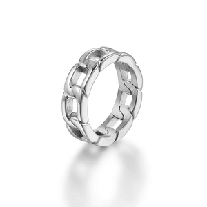 Hip Hop Edelstahl Panzerkette Ring Für Damen Herren Streetstyle Galvanisiert Kette Design Minimalistischer Schmuck Fingerring
