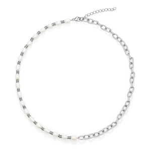 Collier en Acier Inoxydable avec Künstliche Perles Baroques Épissage Hip Hop Personnalisé Chaîne en O Bijoux pour Femmes Hommes