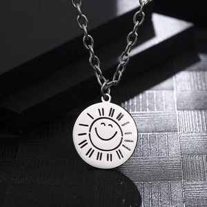 Hip hop silver sun face pendant necklace made of high quality polished stainless steel