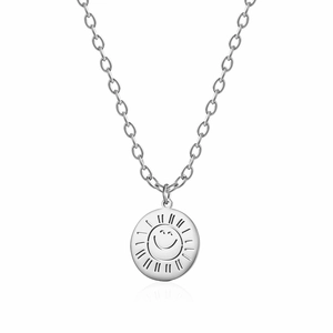 Hip Hop Titanium Steel Smiling Sun Pendant Necklace Round Disc Engraved Sunray O-Chain Fashion Jewelry For Men Women