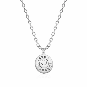 Hip hop silver sun pendant necklace made of durable titanium steel with a minimalist coin charm