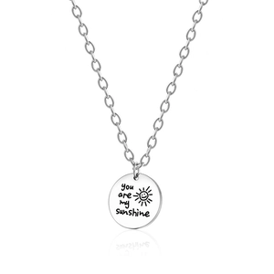 Collier en acier inoxydable argenté avec pendentif soleil You Are My Sunshine
