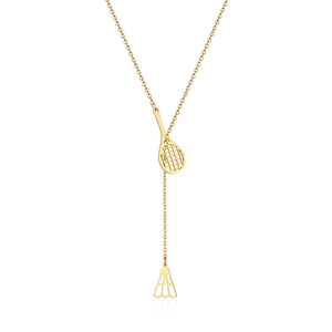 Stainless Steel Necklace Women Badminton Racket Shuttlecock Pendant Long Sweater Chain Sporty Y-Shaped Jewelry Gift For Athlete