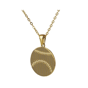 Minimalist gold stainless steel baseball pendant necklace with textured sports ball motif