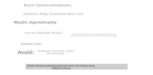 Specifications chart for handmade shell bead bracelet with 18-28cm adjustable wax rope