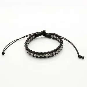 Bracelet en Cuir Tressé Multicouche Rétro pour Femmes Hommes Perles en Alliage Vintage Cordon Réglable Bijoux Ethniques Faits à la Main Cadeau