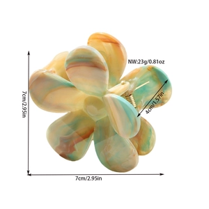 Gradient floral hair claw clip in acetate resin with detailed dimensions and 7cm size